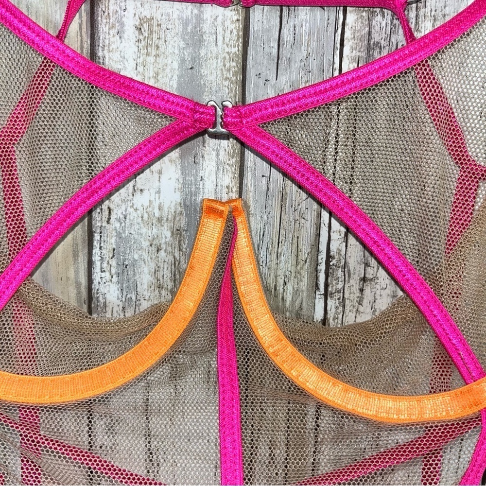 NWT Mapale Neon Candy Mesh Babydoll Lingerie - Picture 7 of 8
